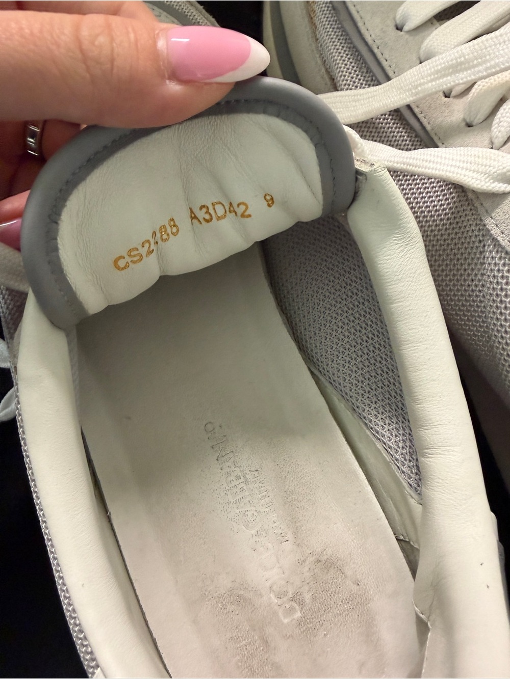 Dolce and Gabbana White and Light Gray Leather Mesh Sneakers - Picture 6 of 6